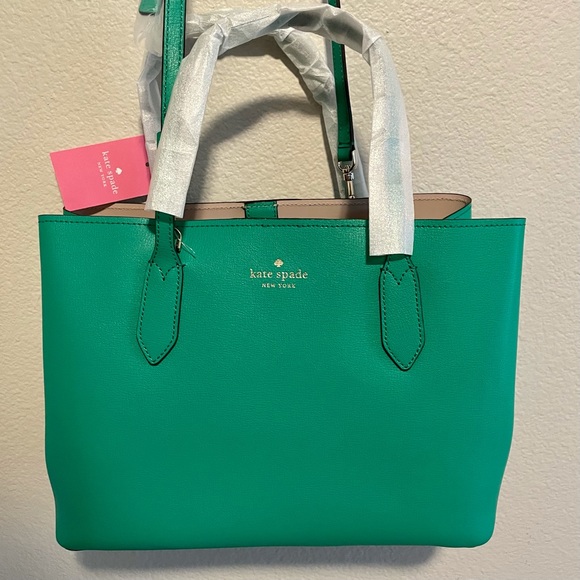 ❌SOLD❌ NWTs Kate Spade Leather Harper Satchel Fall Crossbody Bag Purse Snow Pea - Picture 4 of 15